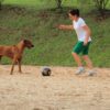 Menina-brincando-de-bola-com-um-cachorro-na-quadra-de-areia